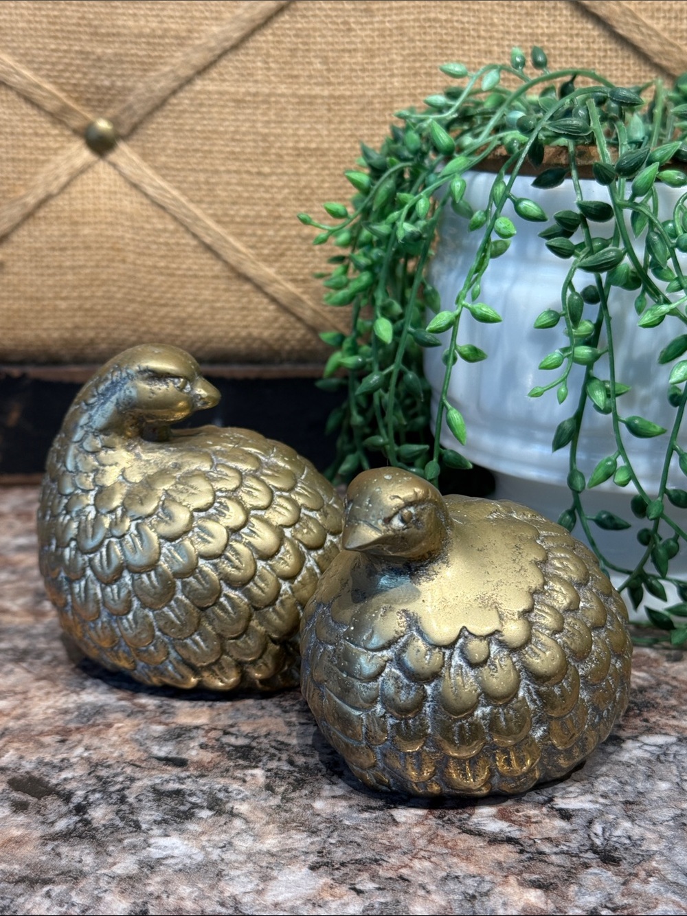 Brass Quail Figurines - Set of 2